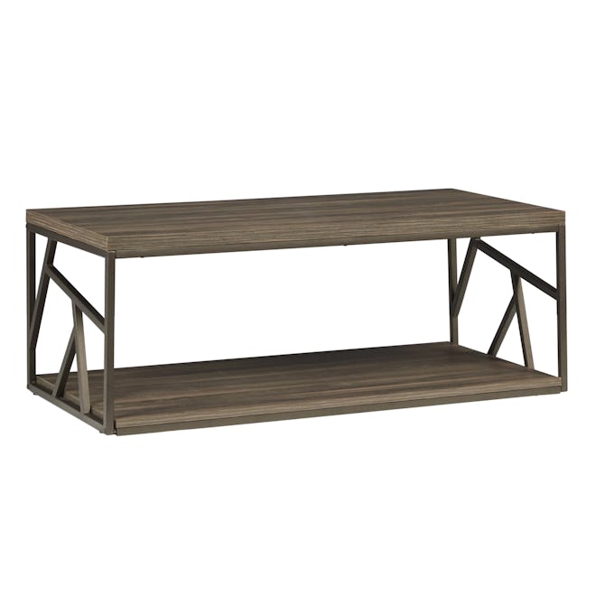 Lincoln Metal Contemporary Distressed Wood Coffee Table