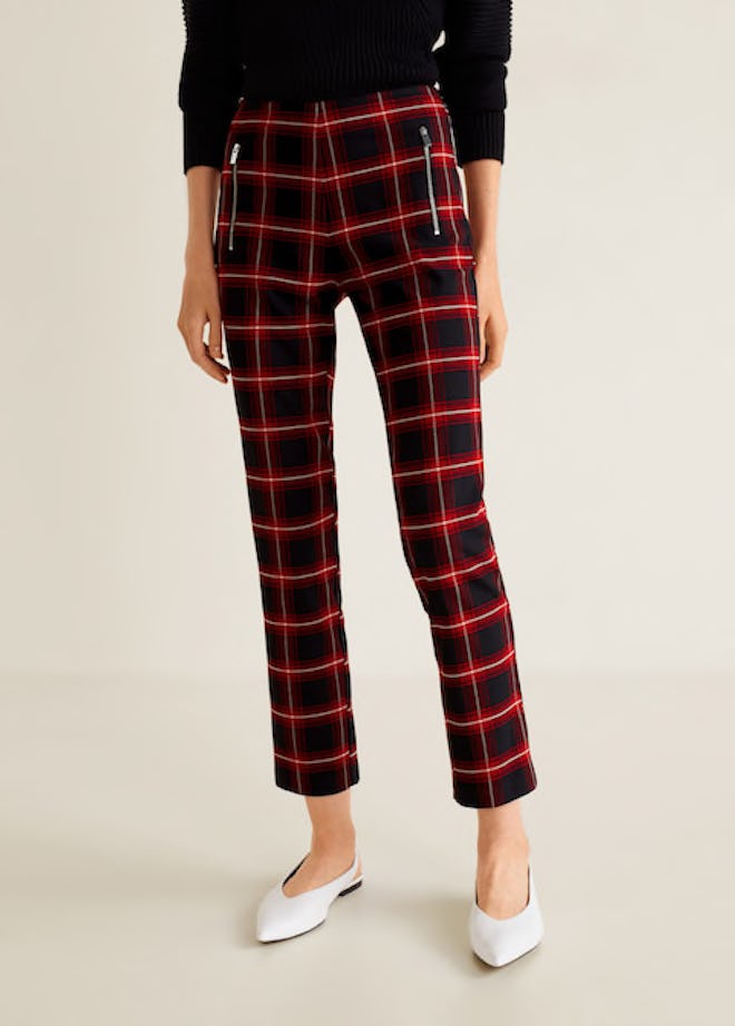 Zipped Check Trousers