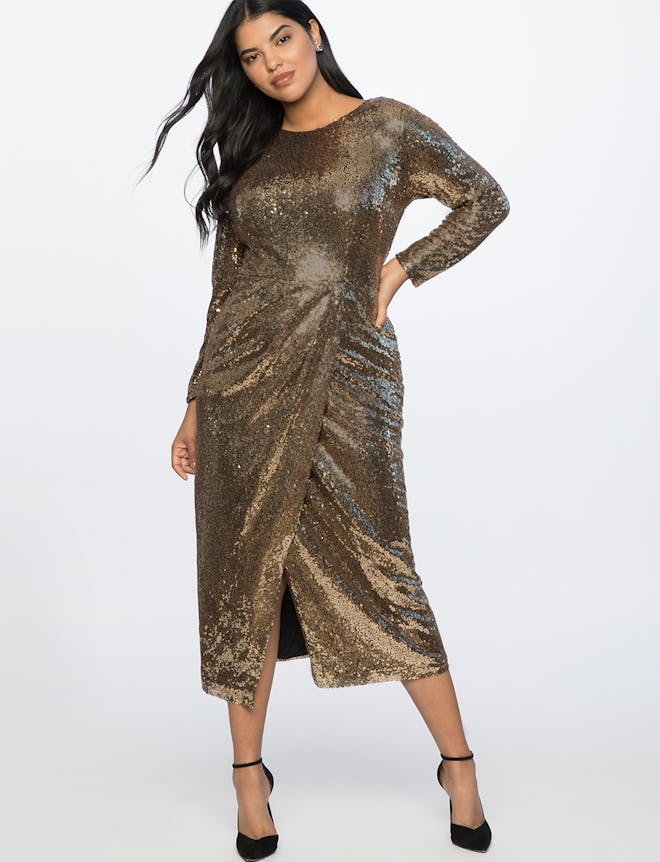 Sequin Maxi Dress with Wrap Skirt 