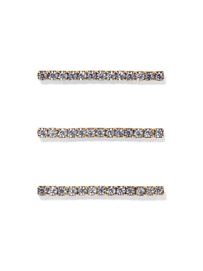 Fete Set Of Three Gold-Tone Crystal Hair Pins