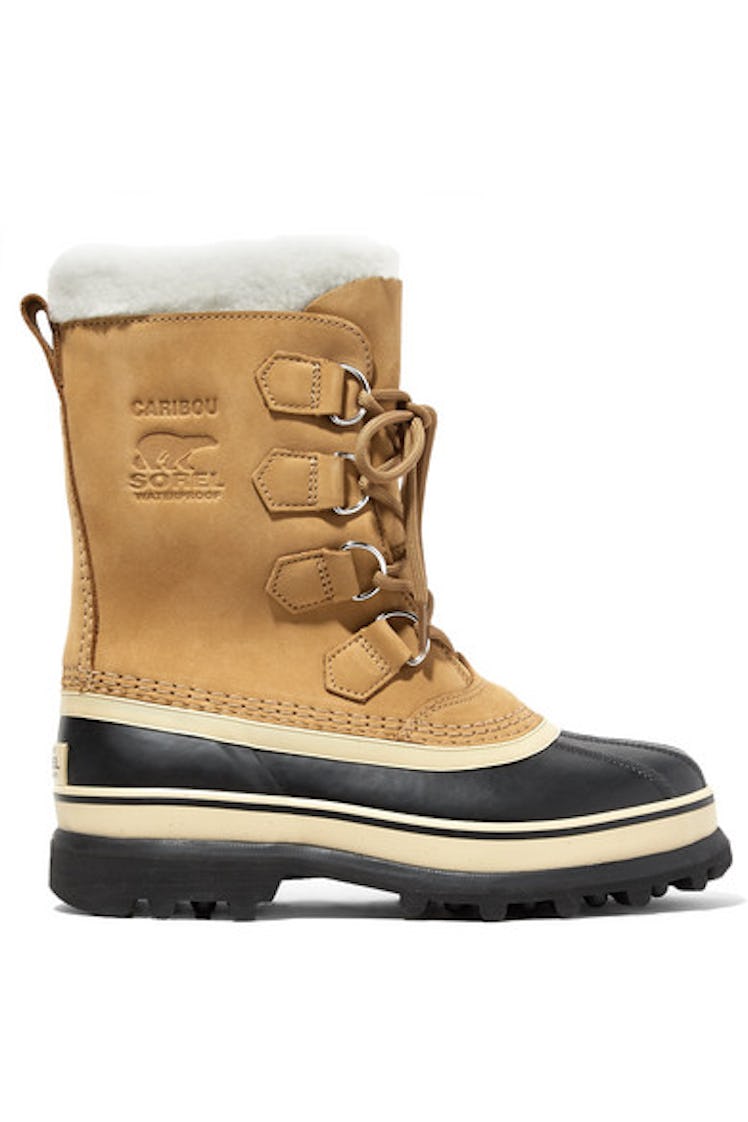 SOREL Caribou fleece-trimmed nubuck and rubber snow boots