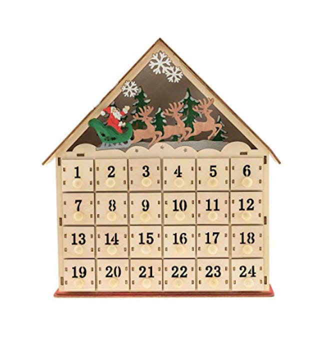 Clever Creations Traditional LED Wooden Advent Calendar 