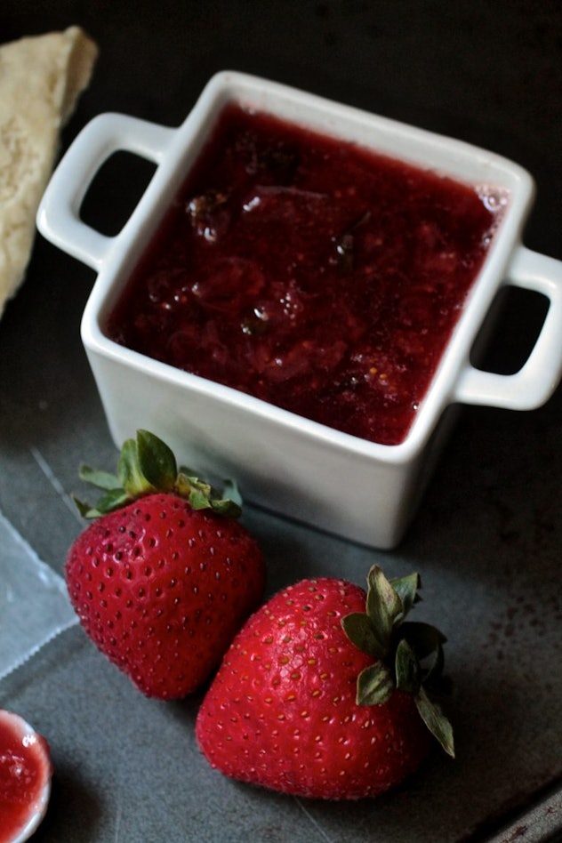 bowl of strawberry jam