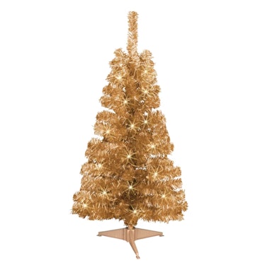 Tinsel Trees 4' Champagne Artificial Christmas Tree With 70 Clear Lights And Stand