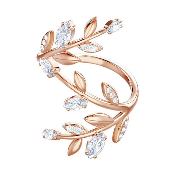 MAYFLY RING, WHITE, ROSE GOLD PLATING