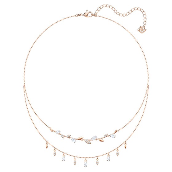 MAYFLY NECKLACE, WHITE, ROSE GOLD PLATING