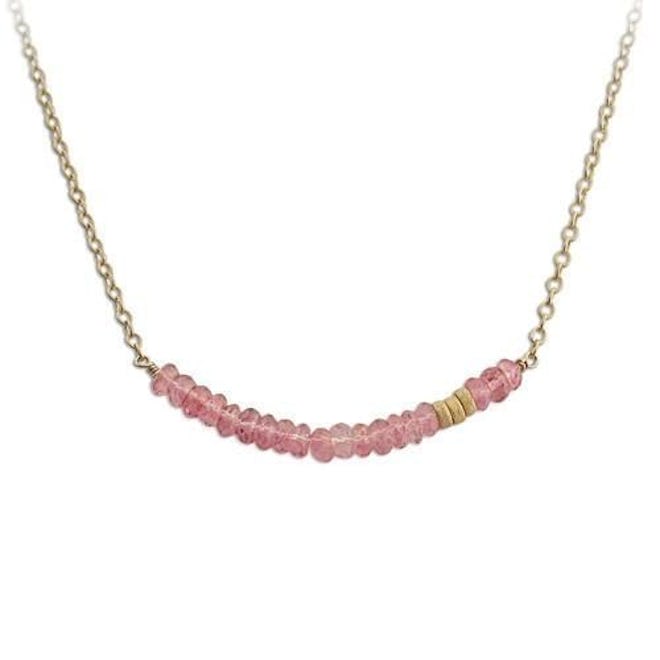 Pink Gemstone Bar Necklace
