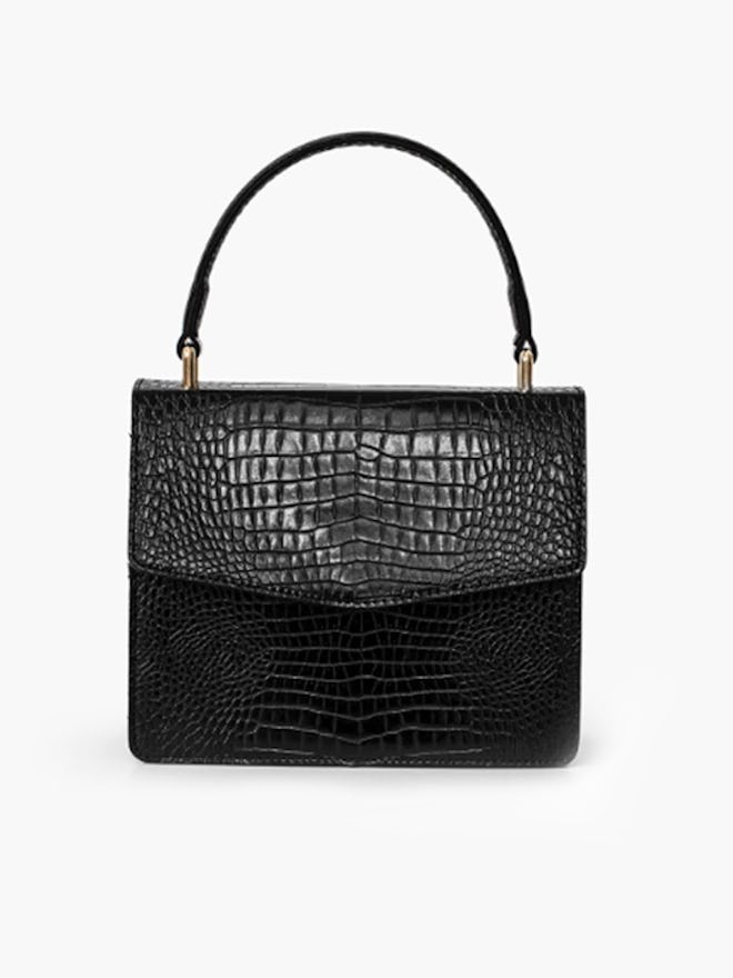 Black Croc Crossbody Bag