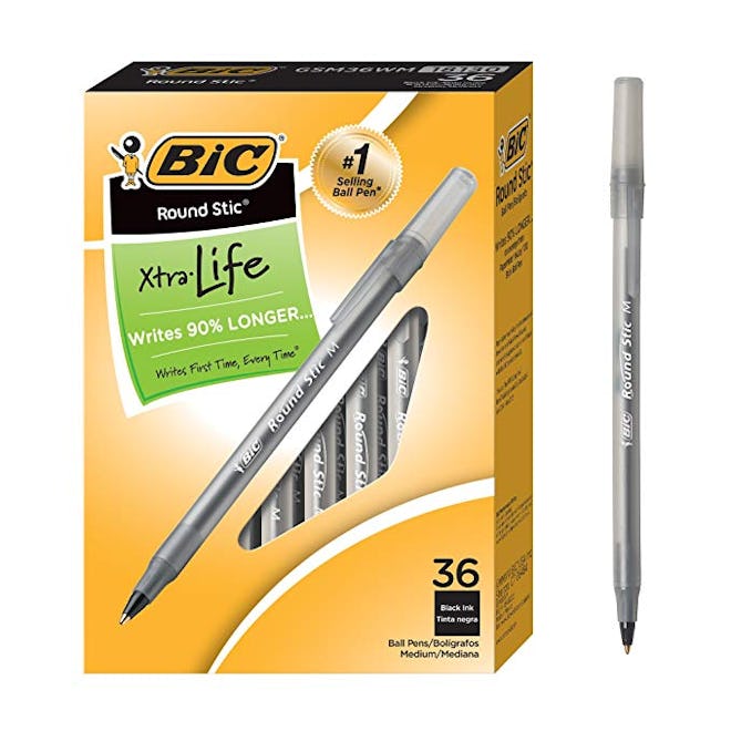 BIC Round Stic Xtra Life Ballpoint Pen, 36-Count