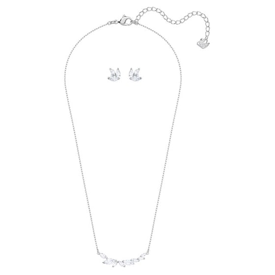 LOUISON SET, WHITE, RHODIUM PLATING