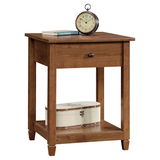 Sauder Edge Water Side Table with Drawer and Storage Shelf