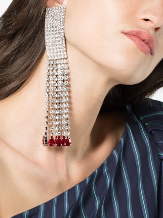 Rectangular Crystal Drop Earrings