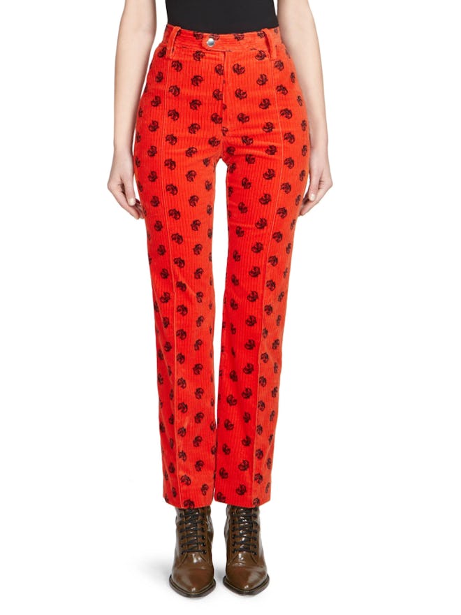 Embroidered Corduroy Trousers