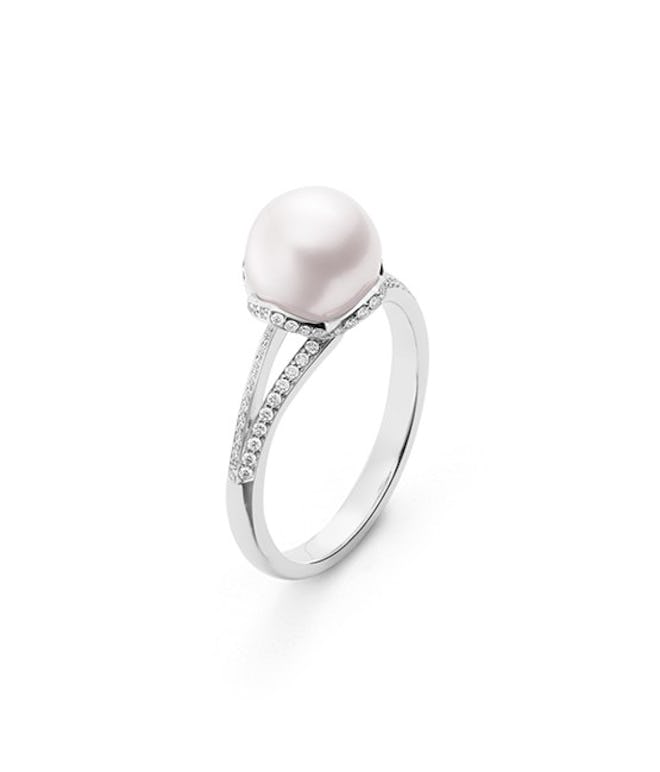  Embrace Akoya Cultured Pearl and Diamond Ring in White Gold