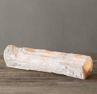 Hand-carved Selenite Tealight Log
