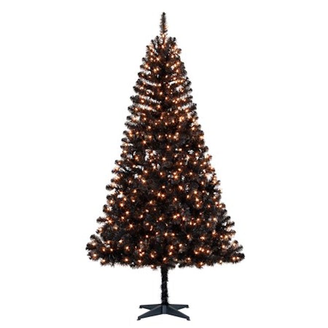 Holiday Time 6.5ft Pre-Lit Madison Pine Artificial Christmas Tree with 350 Clear Lights - Black