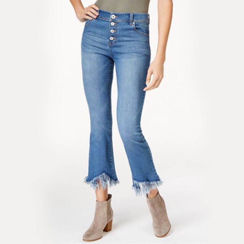 INC International Concepts I.N.C. Cropped Fringe-Trim Jeans