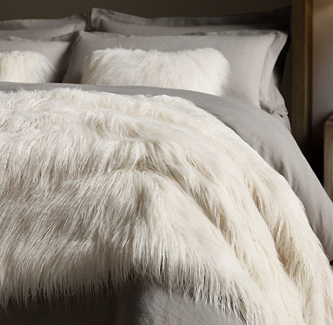Tibetan Faux Fur Oversized Bed Throw - 80" X 96"