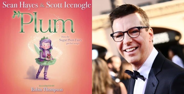 Collage of Fredrik Eklund posing for a photo and a cover of the Plum children's book
