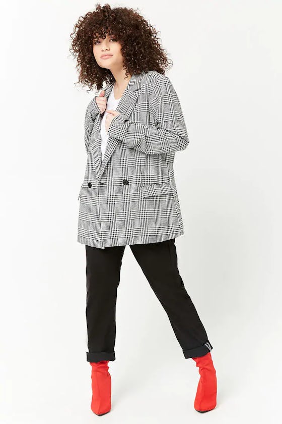 Plus Size Houndstooth Blazer