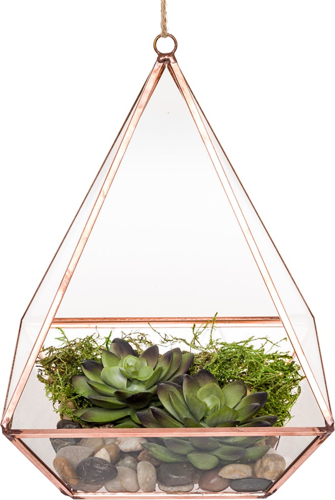 Mindful Design Geometric Diamond Desktop Garden Planter Terrarium (Rose Gold