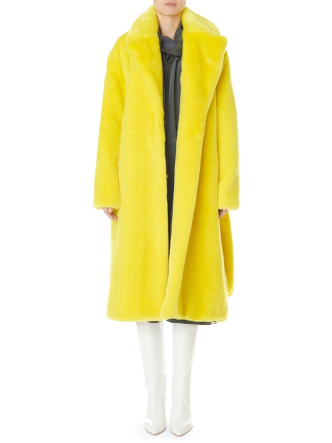Tibi Oversized Faux-Fur Belted Trench Coat