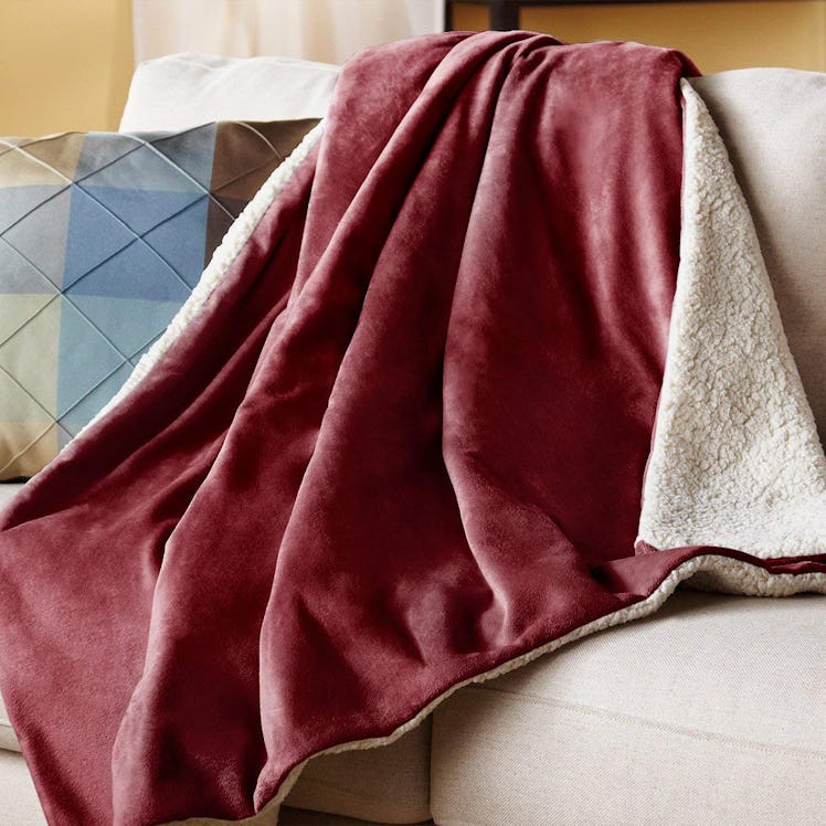 Sunbeam Reversible Sherpa/Mink Heated Throw Blanket