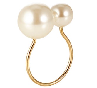 Kim Seybert S/4 Pearl Napkin Rings, Ivory/Gold