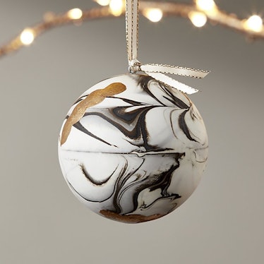 Bone China Swirled Marble Ornament With Gold