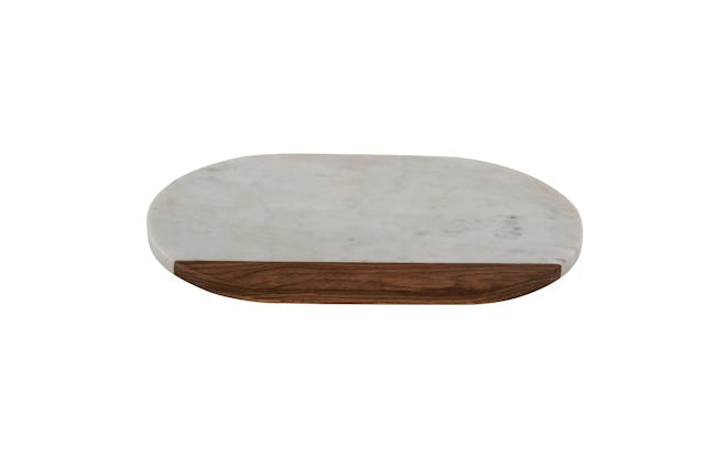 14" x 9" Oval Marble & Wood Serving Board