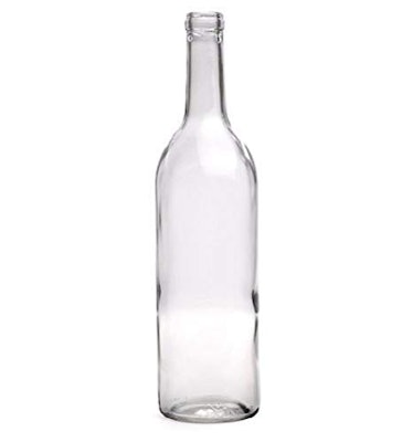 750 ml Clear Bordeaux Wine Bottles, Cork Finish (Pack of 12)