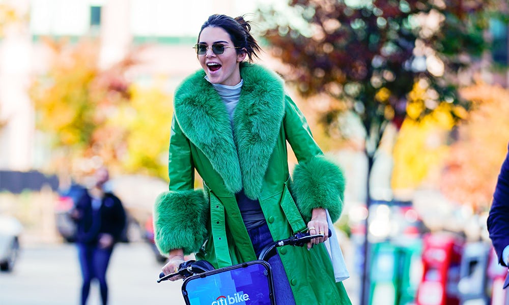 Neon green outlet fur coat