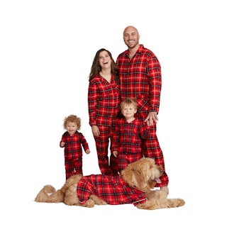 Holiday Red Plaid Notch Collar Family Pajamas Collection