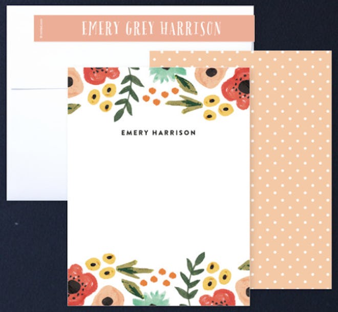August and Oak Watercolor Flowers Stationery