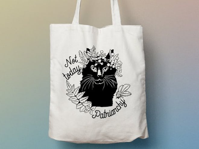 Feminist Tote Bag: Not Today Patriarchy, Cat Lady Tote