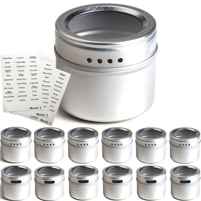 Talented Kitchen Magnetic Spice Tins (Set of 12)