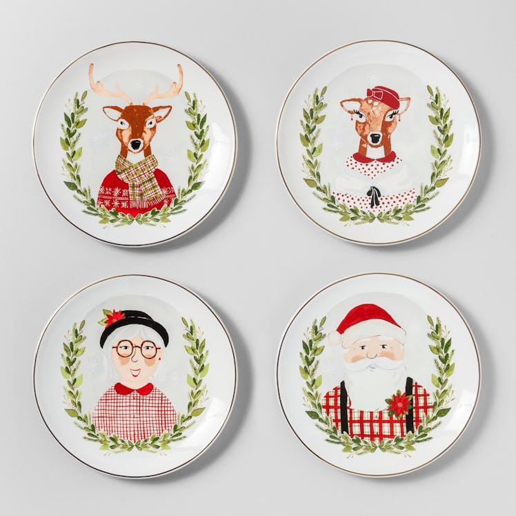 Stoneware Holiday Icons Appetizer Plates White