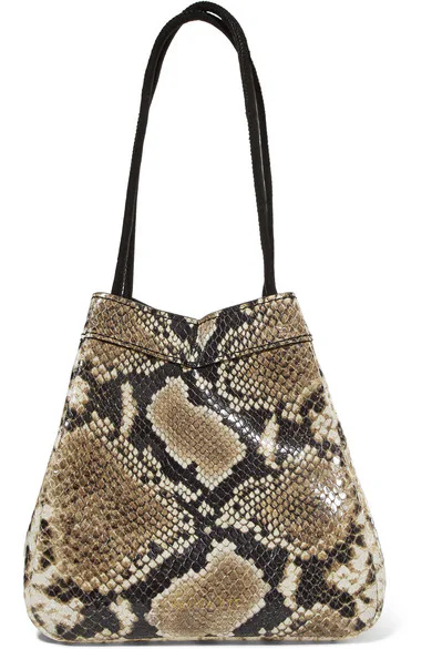 Vipera Snake Embossed Leather Bucket Bag #LB577
