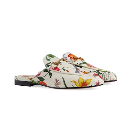 Princetown Flora print canvas slipper