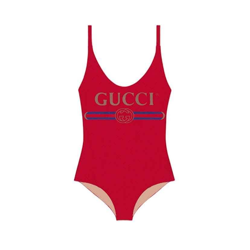 Sparkling swimsuit with Gucci logo