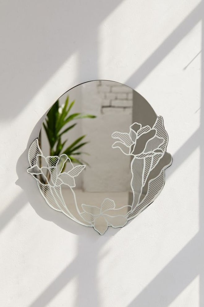 Poppy Floral Round Wall Mirror