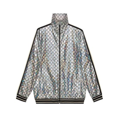Laminated sparkling GG jersey jacket