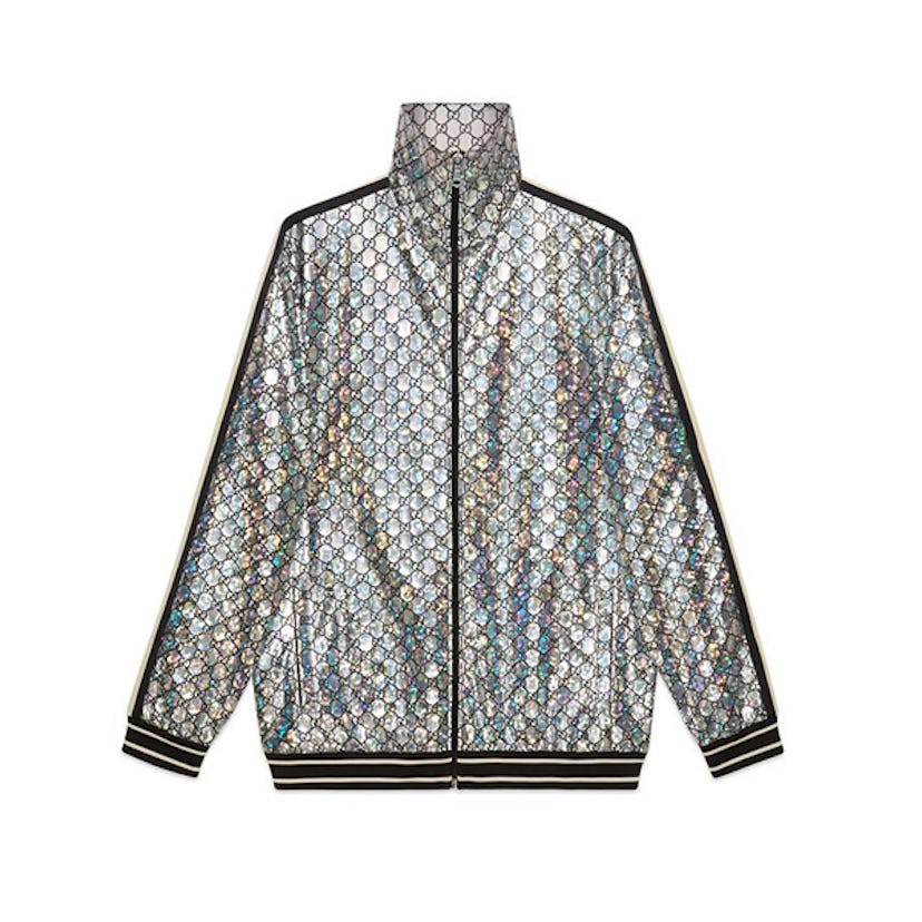 Laminated sparkling GG jersey jacket