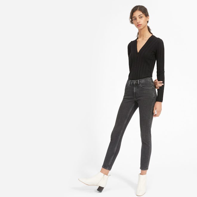 The Authentic Stretch Mid-Rise Skinny Ankle Jean in Washed Black