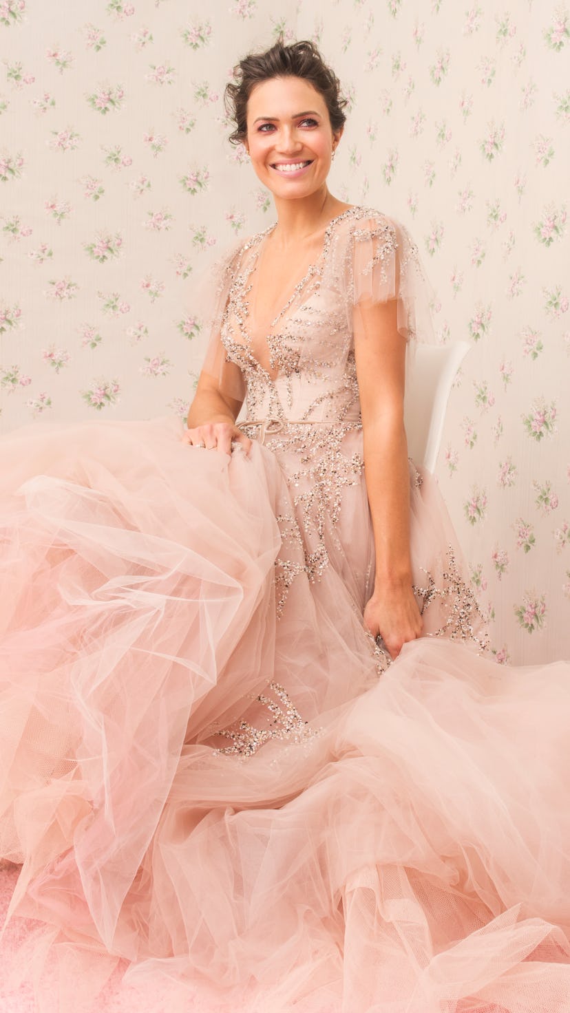 Mandy Moore in a blush pink tulle and sequin gown