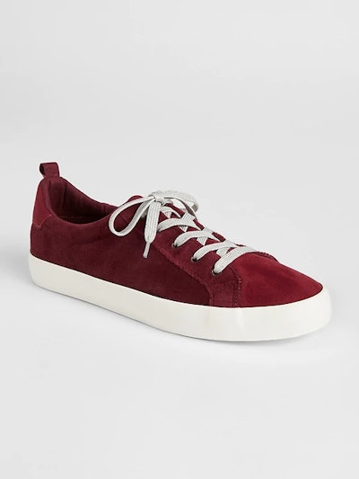 Mix-Fabric Lace-Up Sneakers