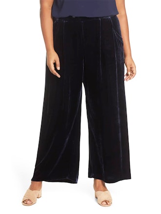 Wide Leg Velvet Ankle Pants