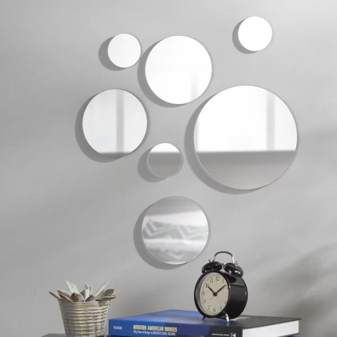 7 Piece Round Glass Mirror Set