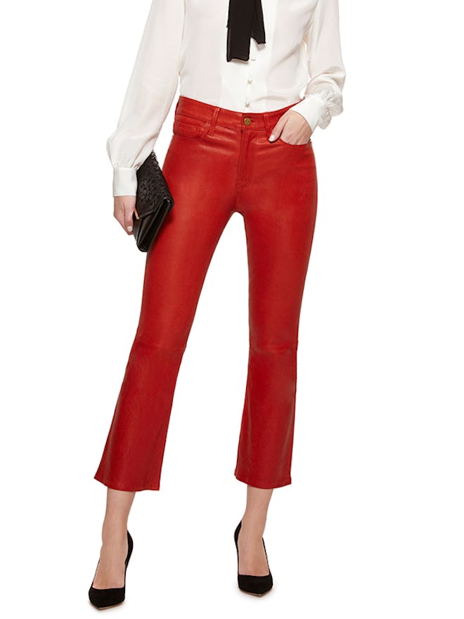Cropped Leather Flared Pants