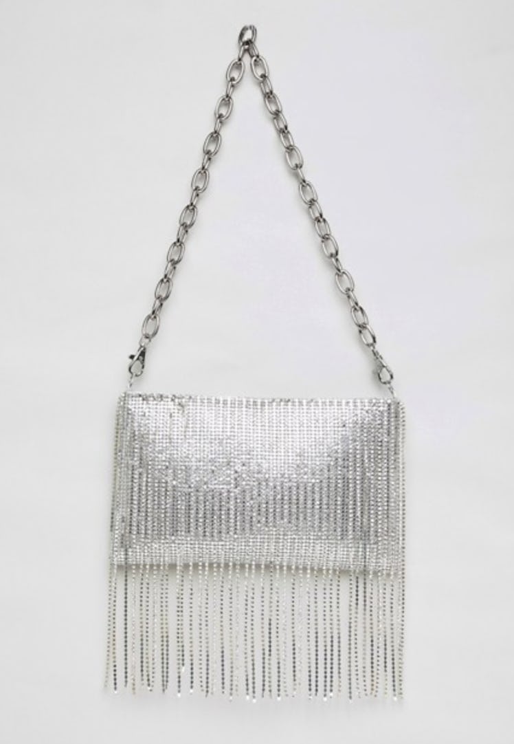 ASOS DESIGN 90s chainmail fringe clutch bag